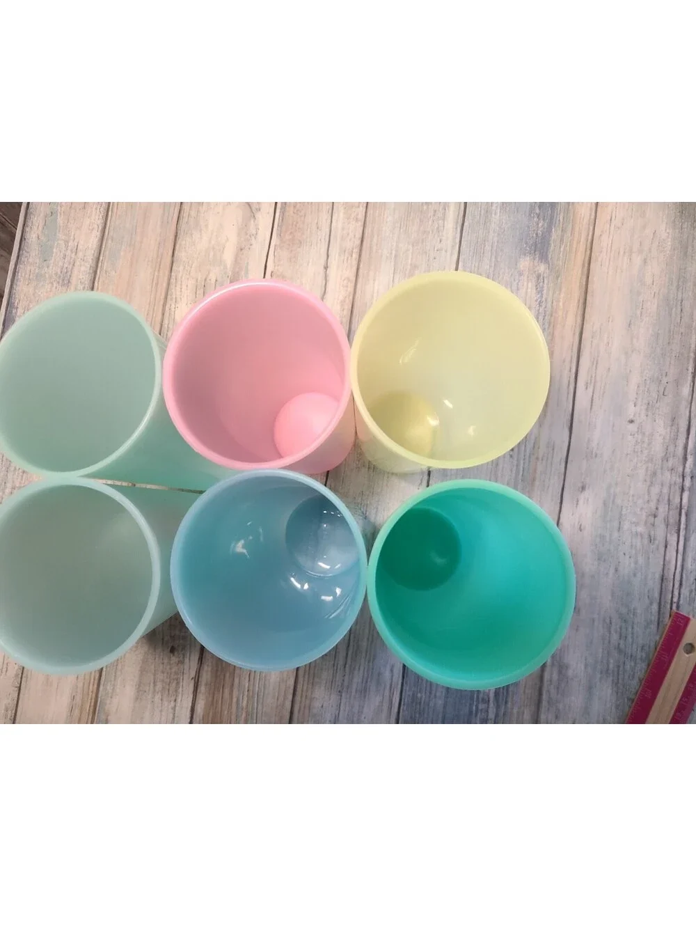 Six Vintage Tupperware Plastic Cups 16 Oz Pastel Colors Number 107